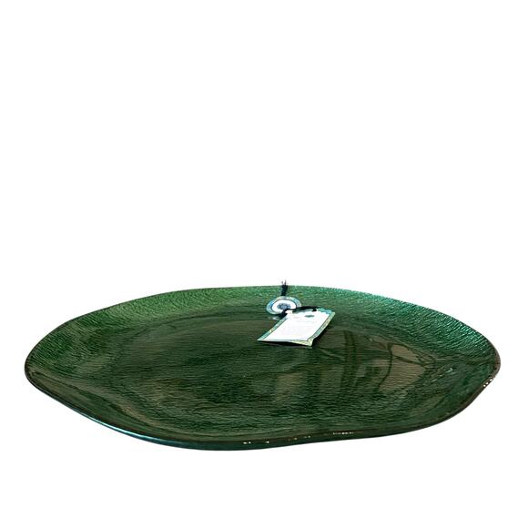 Artistic Accents Green Turkish Glass Charger Plate 13in Christmas Holiday New - Picture 2 of 11